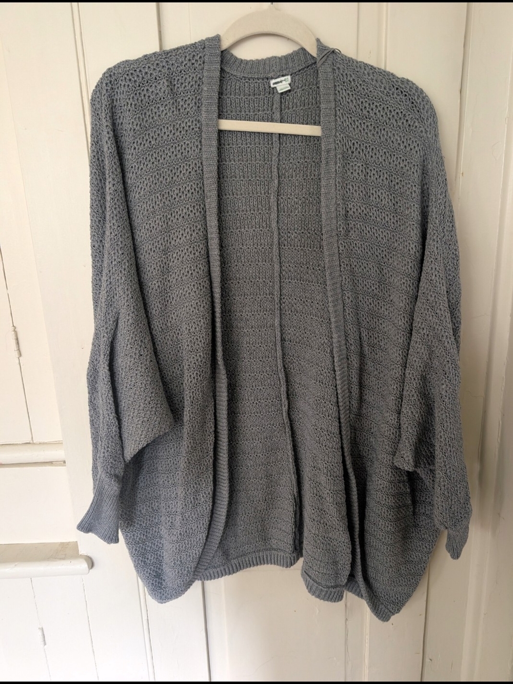 Aerie Light Gray Open-Front Open Knit Cardigan - Size XS/S Oversized
